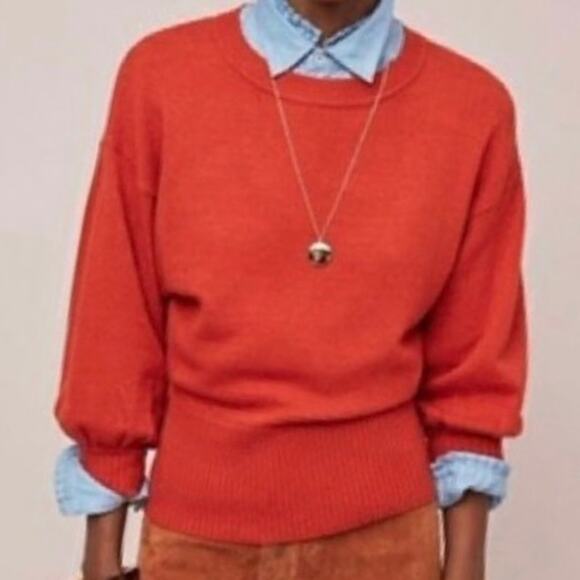 Moth Sweater Size XS Cabin Balloon Sleeve Burnt Orange Oversized Anthropologie - Picture 2 of 14